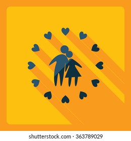 Flat modern design with shadow  Icon couple in love