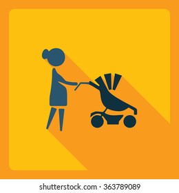 Flat modern design with shadow  Icon mother with her baby