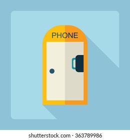 Flat modern design with shadow Icon  phone booth