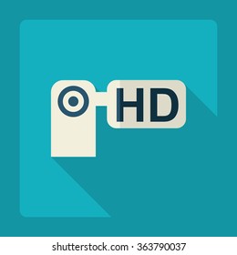 Flat modern design with shadow Icon video camera