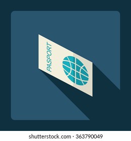 Flat modern design with shadow Icon  international passport