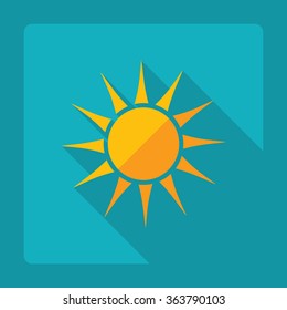 Flat modern design with shadow Icon  the sun