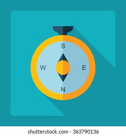 Flat modern design with shadow Icon  compass