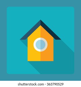 Flat modern design with shadow Icon  bird house