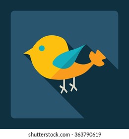 Flat modern design with shadow Icon  bird