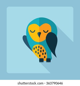 Flat modern design with shadow Icon  owl