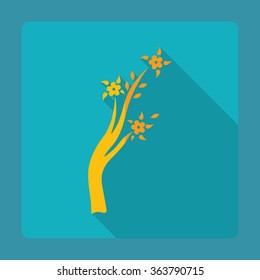 Flat modern design with shadow Icon  tree branch