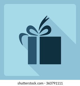 Flat modern design with shadow  Icon Christmas gift on sledge