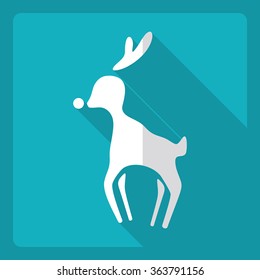 Flat modern design with shadow  Icon Christmas reindeer
