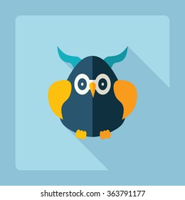 Flat modern design with shadow Icon  owl