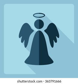 Flat modern design with shadow  Icon Christmas angel