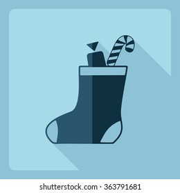 Flat modern design with shadow  Icon Christmas sock