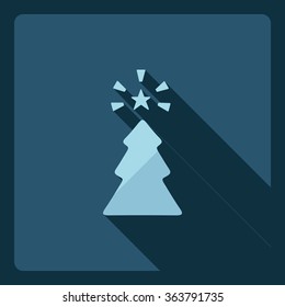 Flat modern design with shadow  Icon Christmas tree