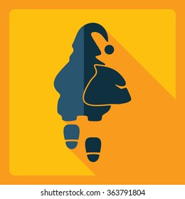Flat modern design with shadow  Icon elves Father Christmas