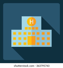 Flat modern design with shadow  Icon hospital