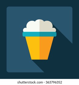 Flat modern design with shadow Icon  bucket of popcorn