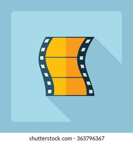 Flat modern design with shadow Icon reel of film