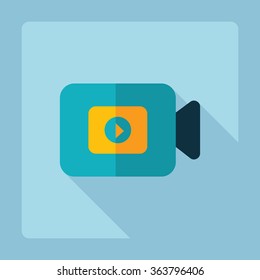 Flat modern design with shadow Icon video camera
