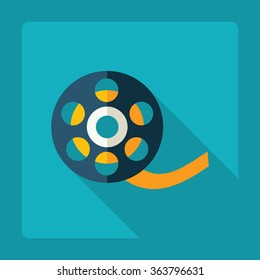 Flat modern design with shadow Icon reel of film