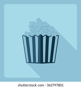 Flat modern design with shadow  Icon popcorn
