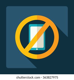 Flat modern design with shadow Icon symbol ban mobile