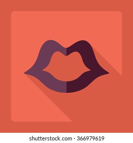 Flat modern design with shadow Icon  lips