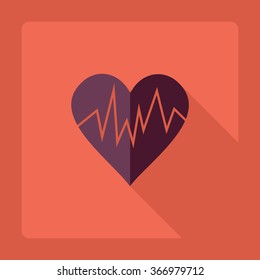 Flat modern design with shadow Icon  heart