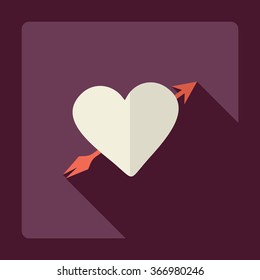 Flat modern design with shadow Icon  heart