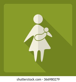 Flat modern design with shadow  Icon mother with her baby
