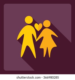 Flat modern design with shadow  Icon couple in love