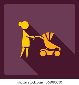 Flat modern design with shadow  Icon mother with her baby