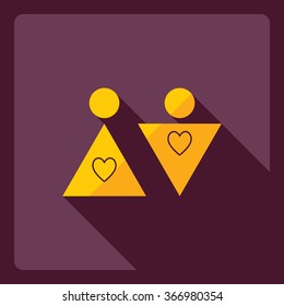 Flat modern design with shadow  Icon couple in love