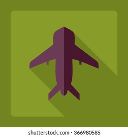 Flat modern design with shadow Icon  plane aircraft