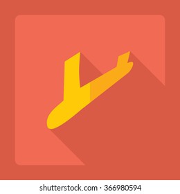 Flat modern design with shadow Icon  plane aircraft