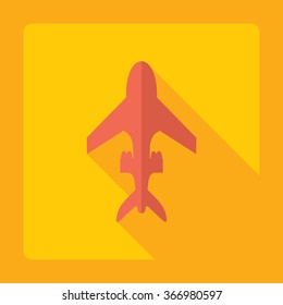 Flat modern design with shadow Icon  plane aircraft