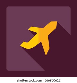 Flat modern design with shadow Icon  plane aircraft