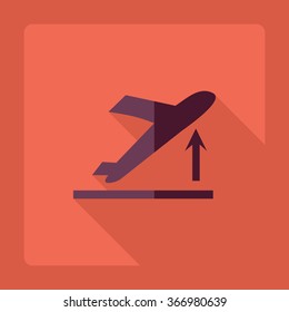 Flat modern design with shadow Icon  plane aircraft