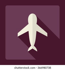 Flat modern design with shadow Icon  plane aircraft