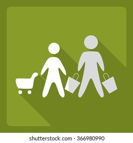 Flat modern design with shadow  Icon shopping