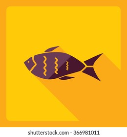 Flat modern design with shadow  Icon fish