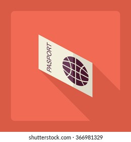 Flat modern design with shadow Icon  international passport