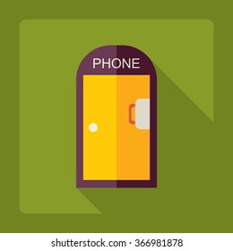 Flat modern design with shadow Icon  phone booth