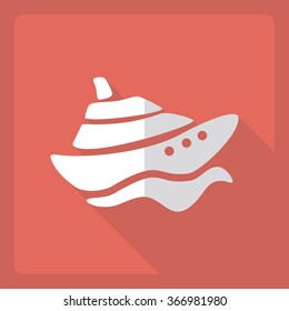 Flat modern design with shadow  Icon yacht