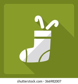 Flat modern design with shadow  Icon Christmas sock