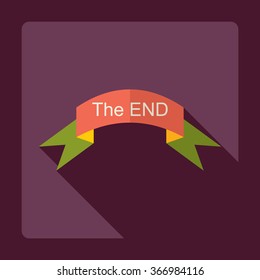 Flat modern design with shadow Icon tape word end