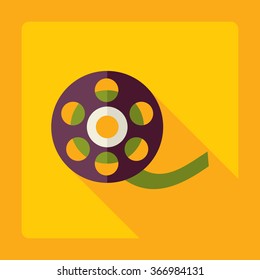 Flat modern design with shadow Icon reel of film