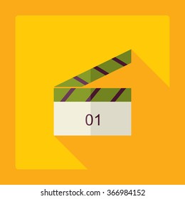 Flat modern design with shadow Icon clapperboard