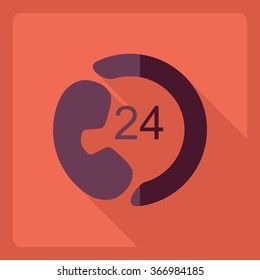 Flat modern design with shadow  Icon Phone 24