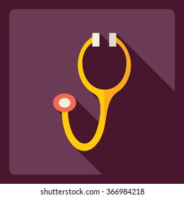 Flat modern design with shadow  Icon stethoscop