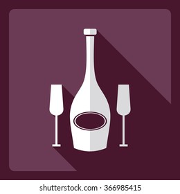 Flat modern design with shadow  Icon champagne